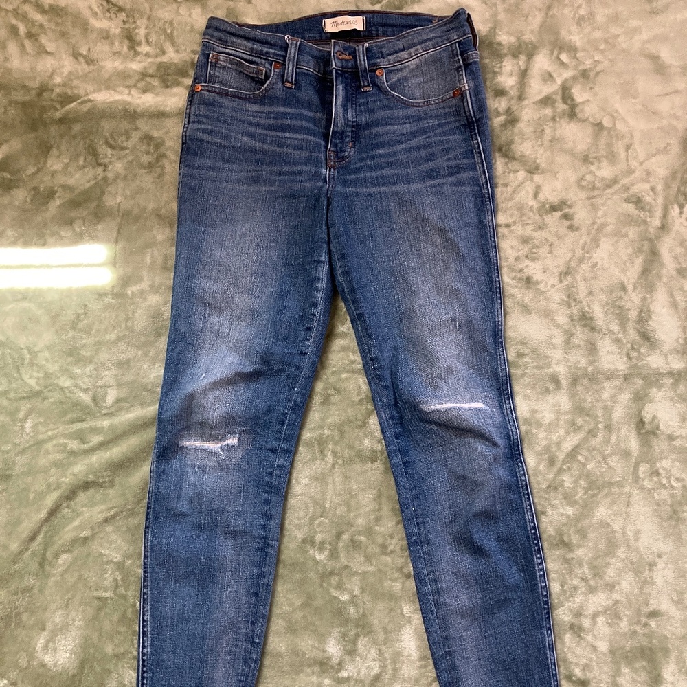 Madewell skinny high rise distressed jeans